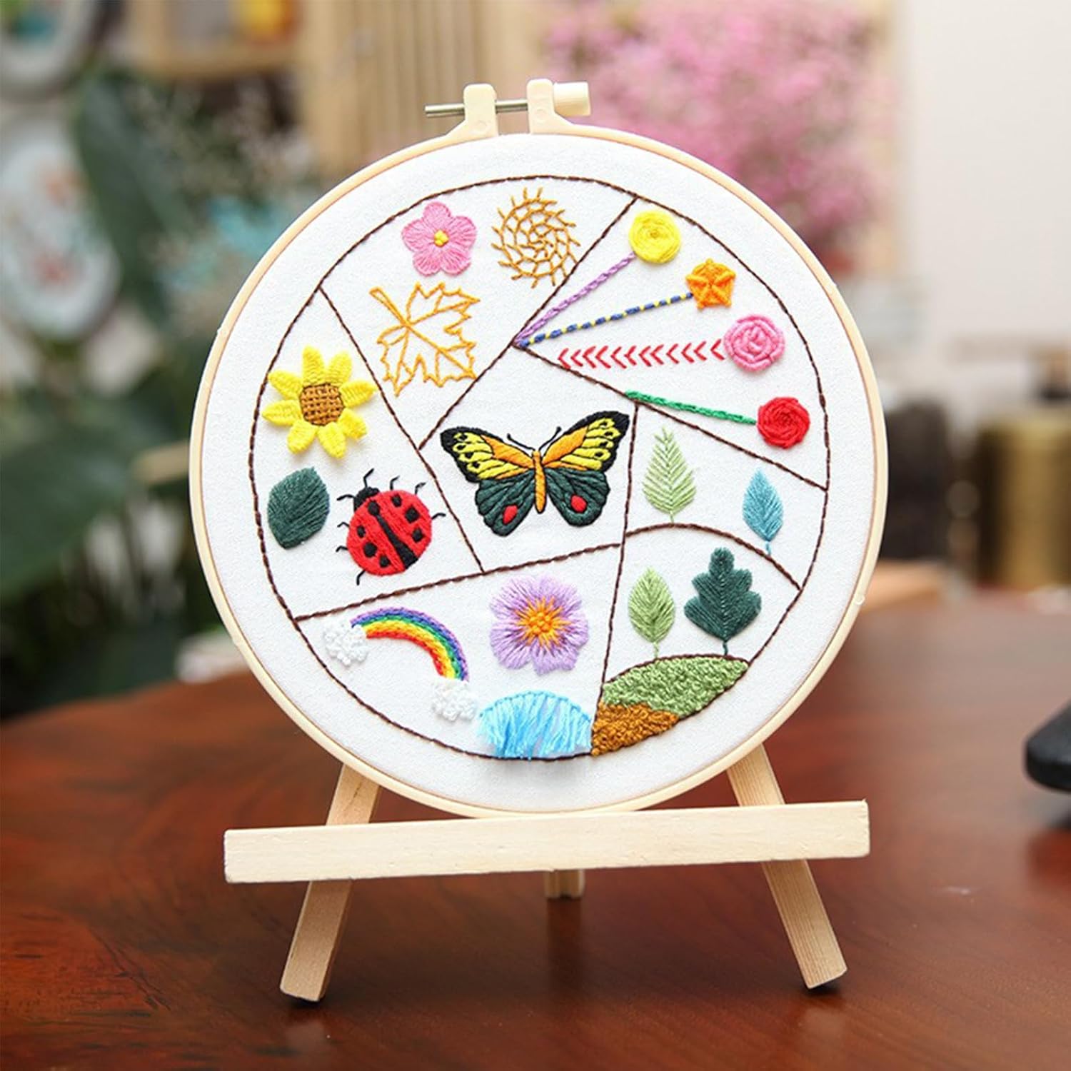 YIZUNNU Juego de 4 piezas de bordado para principiantes, kits de punto de cruz para adultos y niños, manualidades, 4 piezas de patrón de bordado con