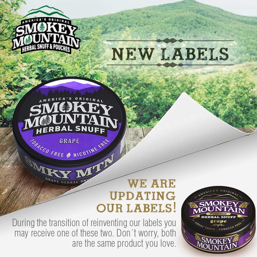 Smokey Mountain Corte largo a base de hierbas – Uva – 1 lata – Tabaco sin tabaco y sin nicotina