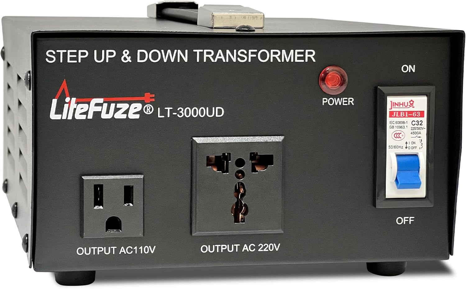 LiteFuze Transformador de voltaje de 3000 vatios elevador hacia arribaabajo – Convertidor de potencia de 110 V a 220 V220 V a 110 V – Cable