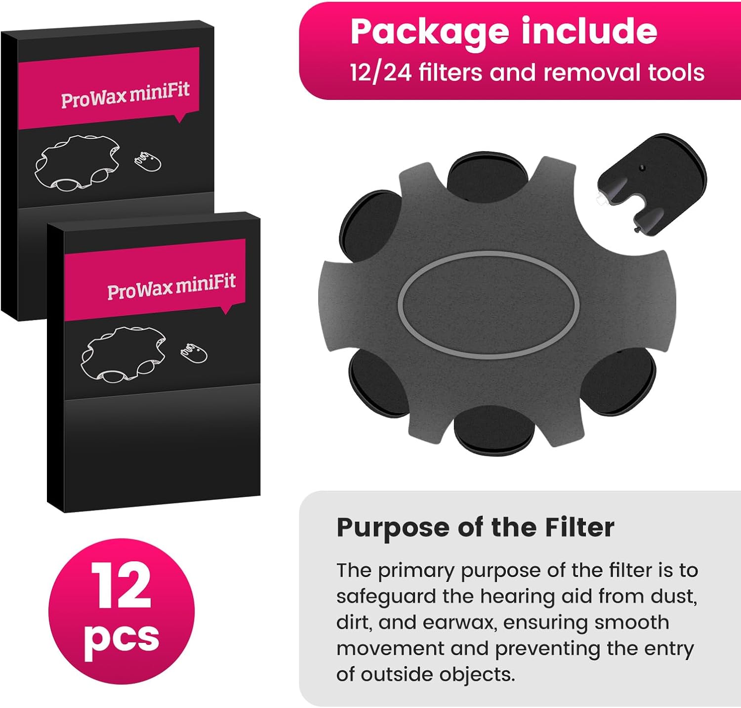 Protectores de cera para Oticon ProWax MiniFit Suministros para audífonos Kit de limpieza Accesorios Piezas de repuesto Filtros de cera (2)
