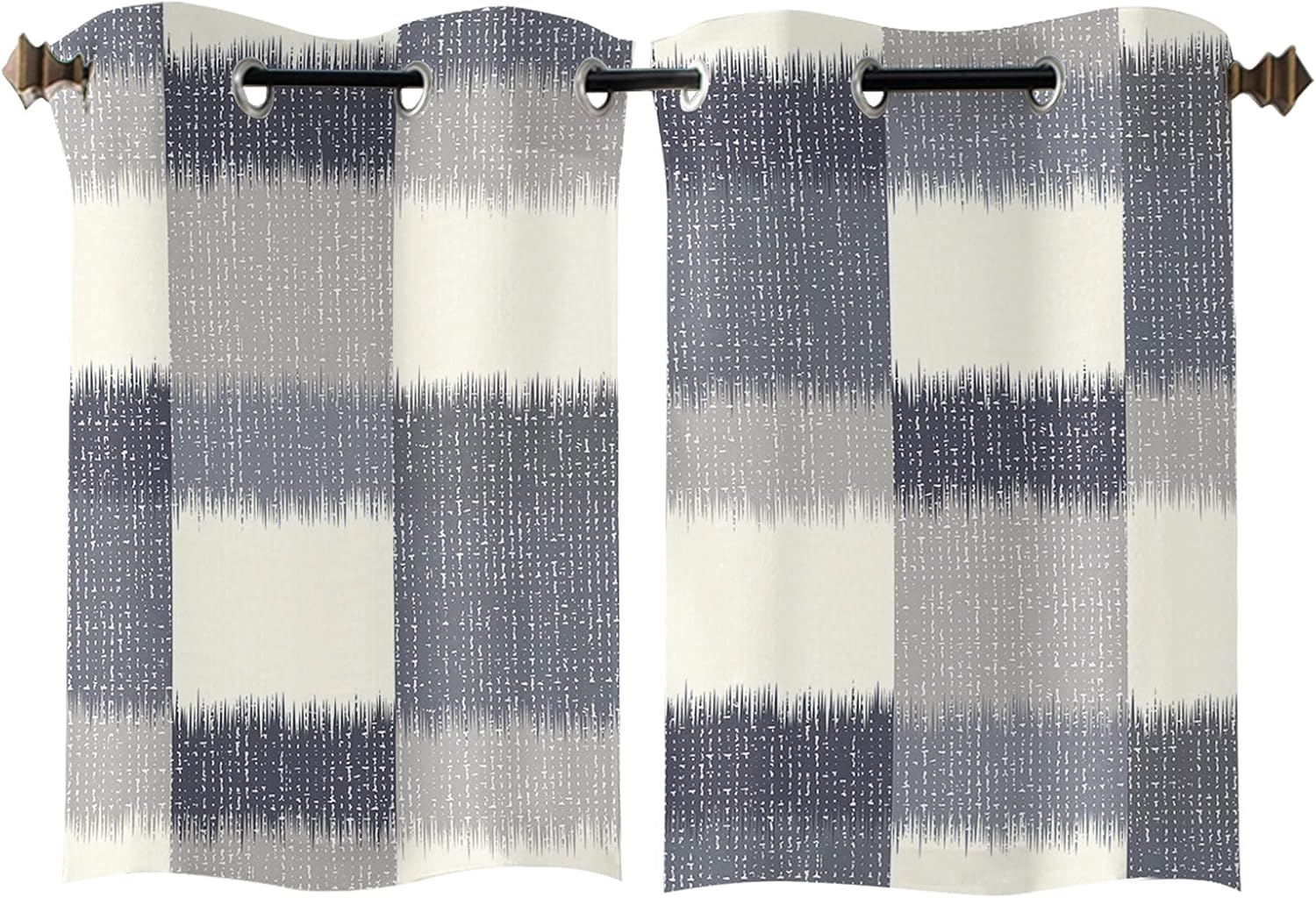 Libaoge Curtains Panels for Kitchen Modern Abstract Geometric Dark Blue Window Curtains Light Filtering Grommet Top Drapes for Bedroom Closet-Set of