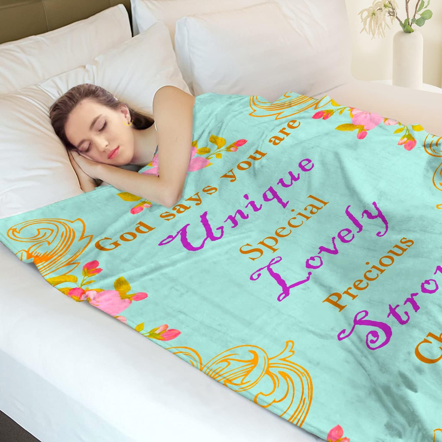 Simplive Regalos cristianos para mujeres, regalos religiosos de 50 x 60 pulgadas, manta con pensamientos inspiradores y oraciones, manta religiosa,