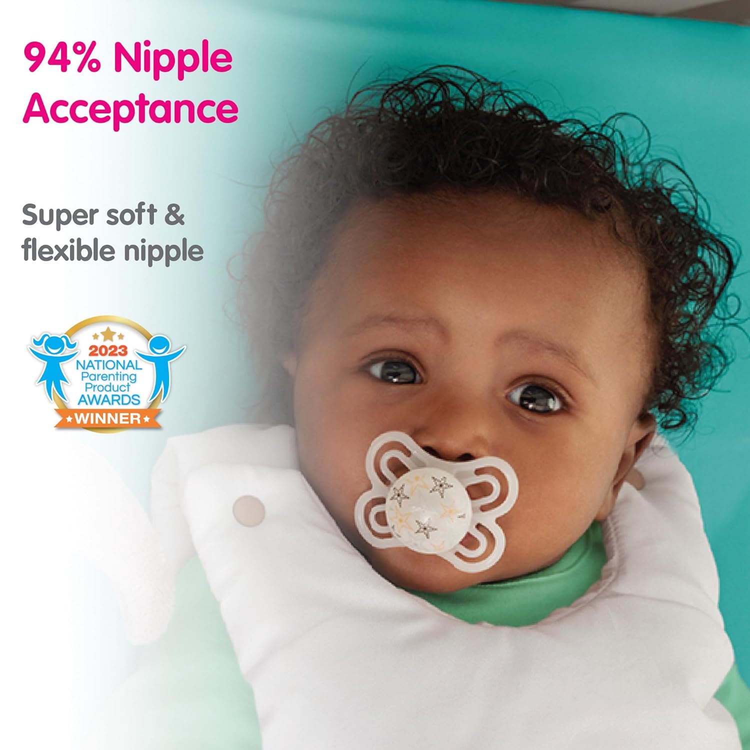 MAM Perfect Night – Chupete para bebé, pezón patentado, brilla en la oscuridad, 0-6 meses, niña, 2 unidades (paquete de 1)