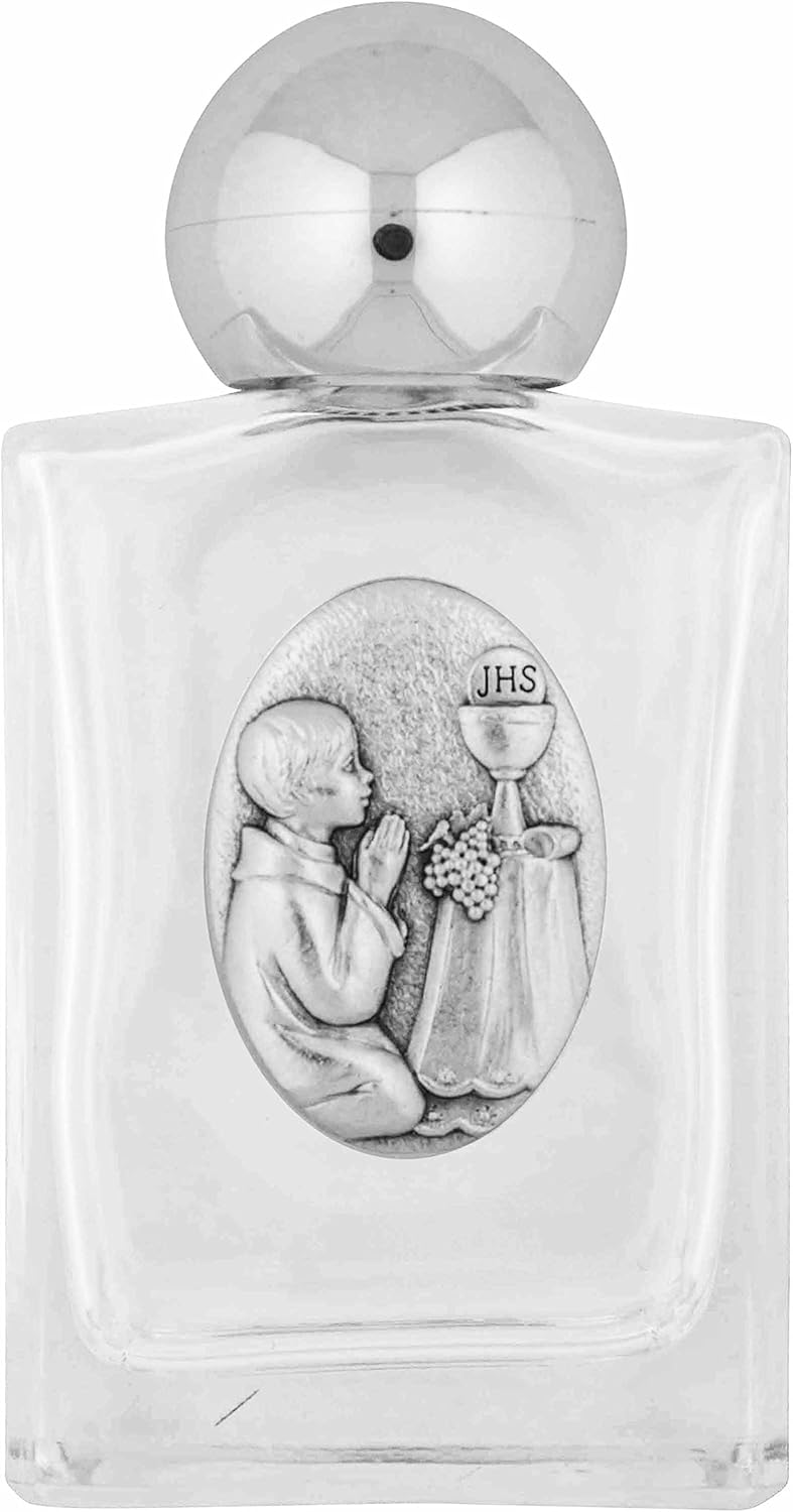 Botella de agua bendita de vidrio (primera comunión del niño)