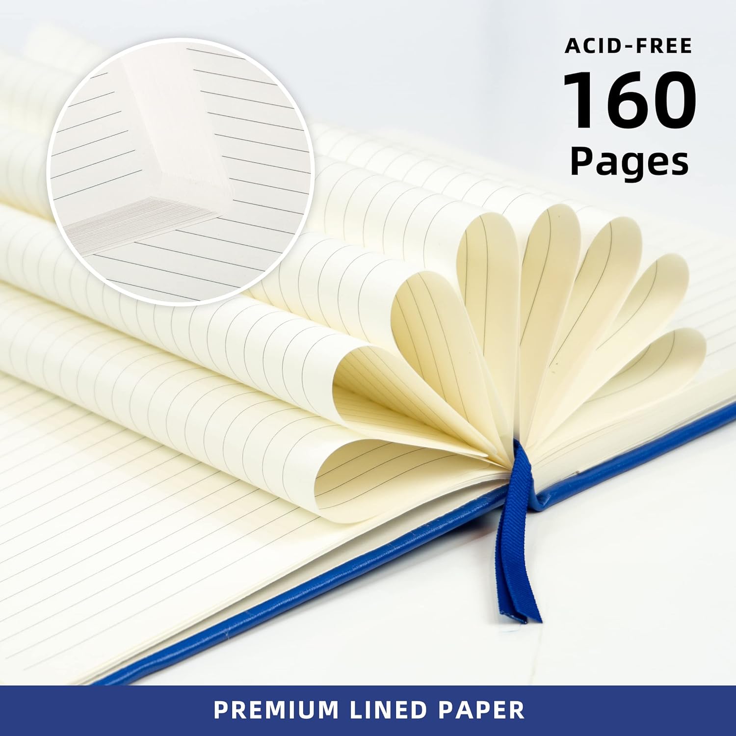 JOYEUX Cuaderno rayado, diario de 160 páginas para escribir, tamaño mediano de 5.7 x 8 pulgadas para mujeres y hombres, papel A5 de 3.53 ozm de