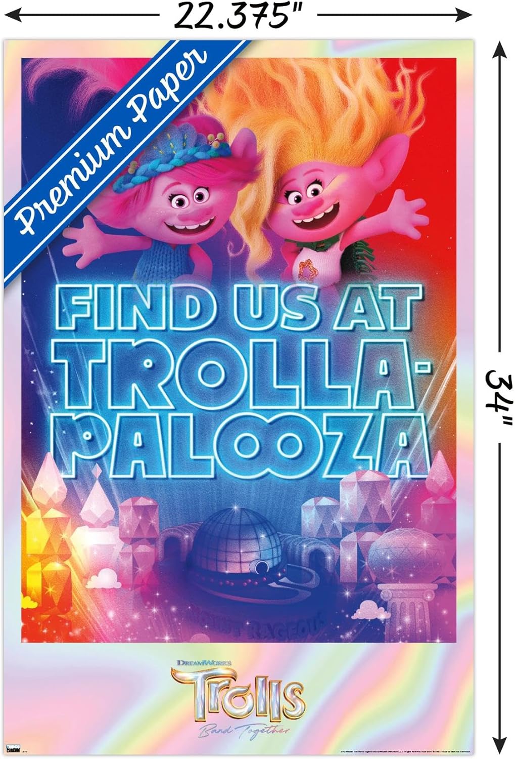 Trends International Trolls Band Together – Póster de pared de Viva and Poppy at Trolla-Palooza, 22.37 x 34.00 pulgadas, paquete de póster y clip