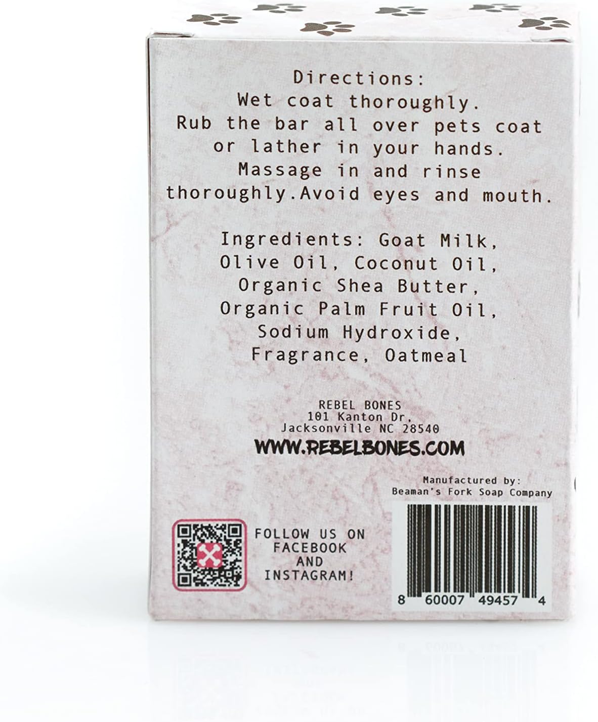 Rebel Bones Goats Milk Dog Wash, manteca de karité de avena, jabón en barra