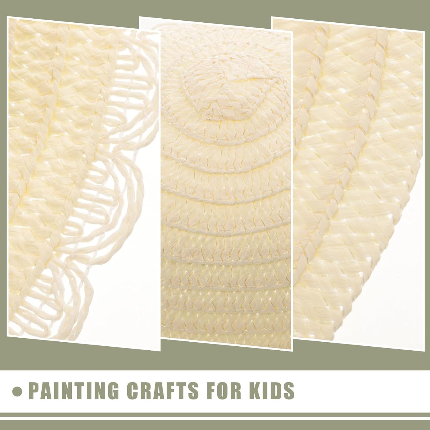 Gadpiparty 16 piezas DIY sombrero de paja juguetes niña sombreros de paja lisos para niños Suite hecho a sí mismo hierba natural niña niño blanco