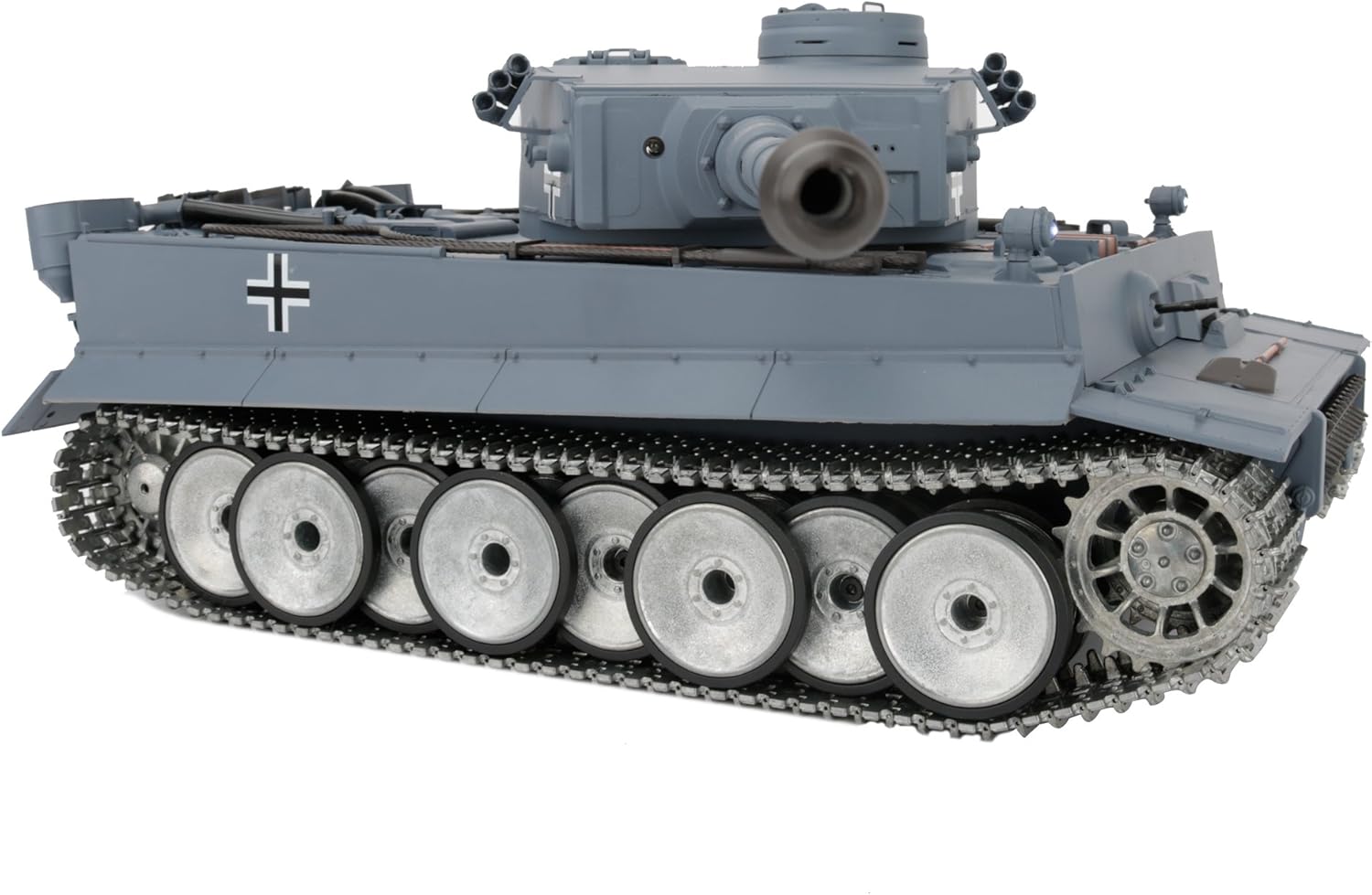 116 2.4ghz control remoto alemán tigre I gris color tanque adultos modelo juguete (actualizadorueda de carretera de metal y orugas y rueda dentada y