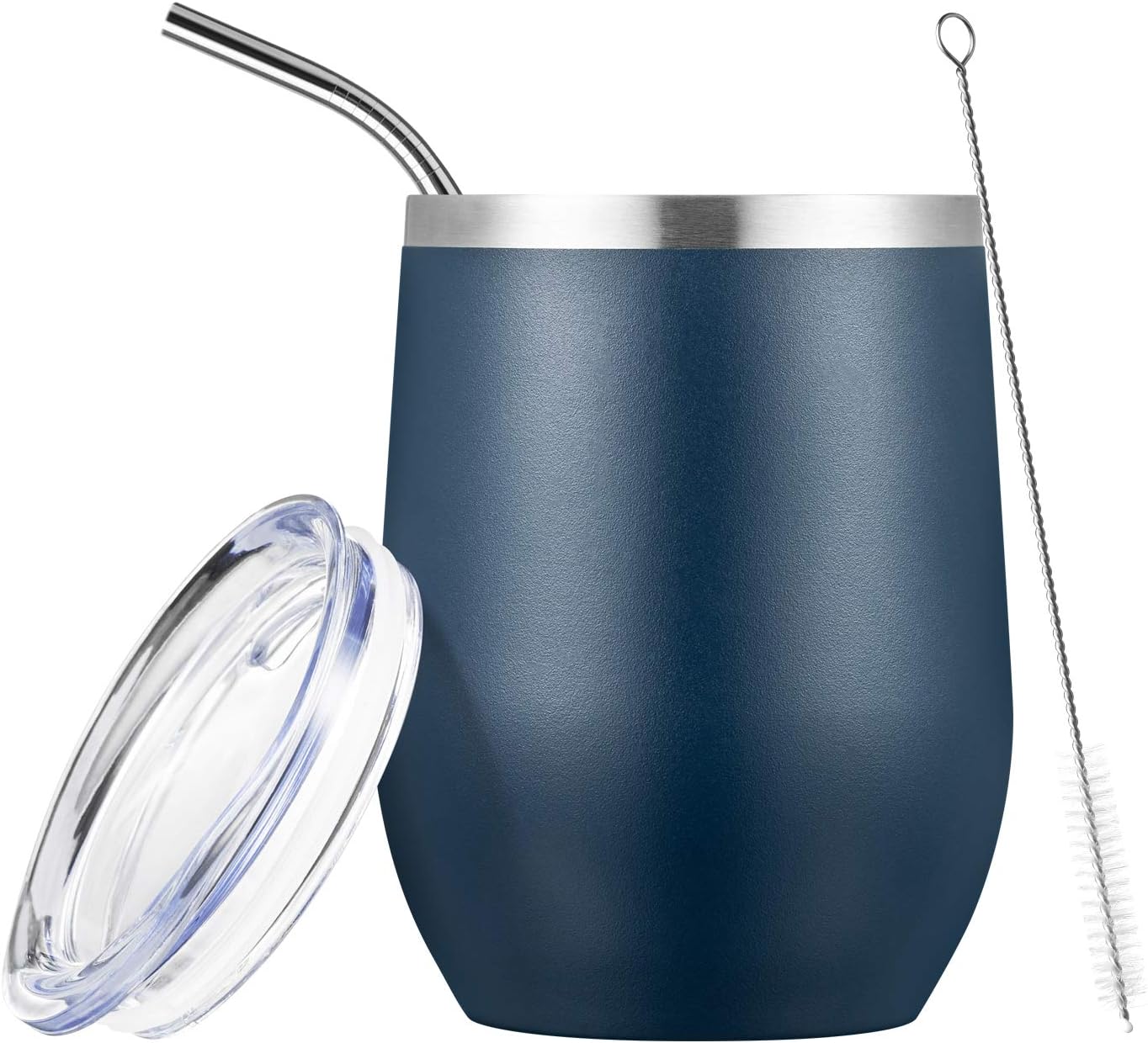 Comooo. – Vaso para vino de acero inoxidable con tapa, de 12 onzas, pared doble aislada al vacío, taza de viaje para café, vino, cócteles, helado,