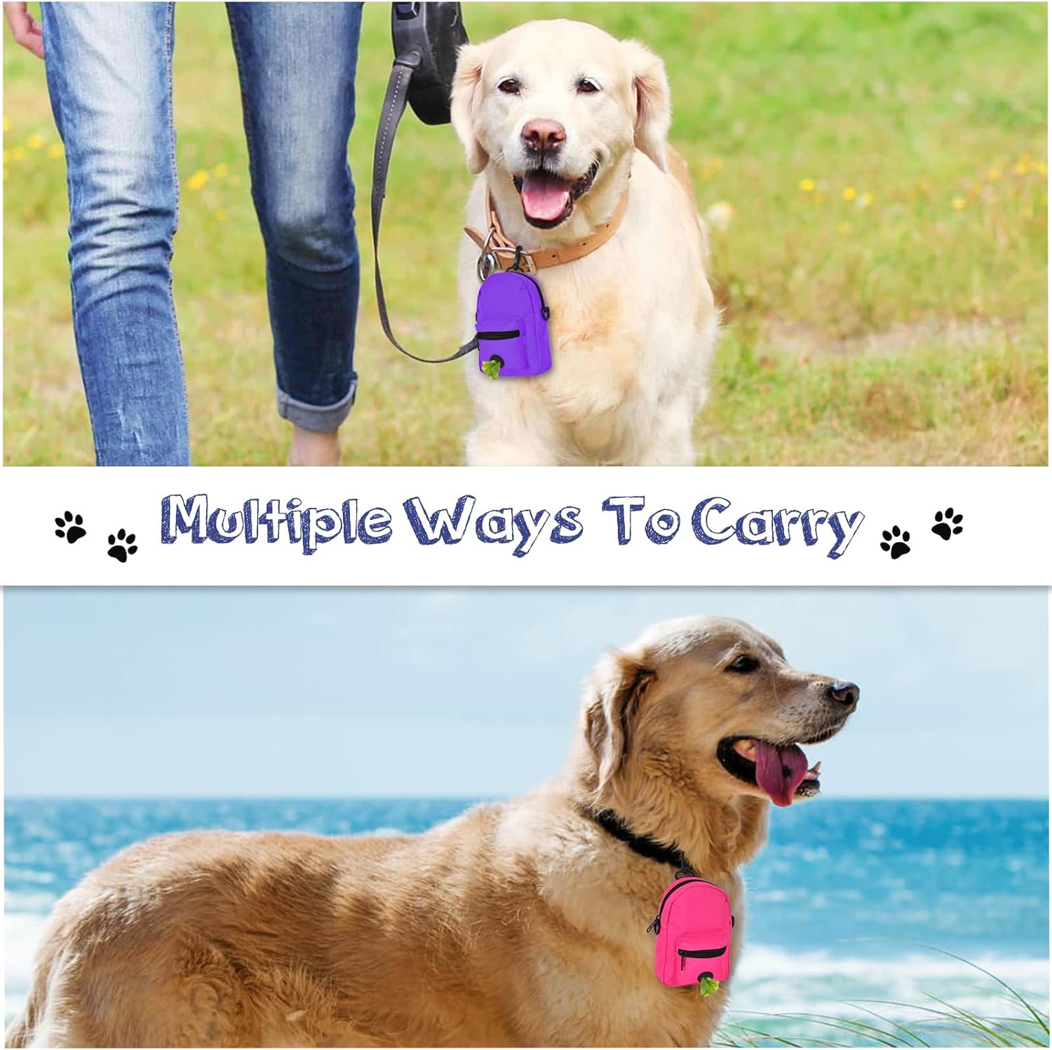 Dispensador de bolsas para excrementos de perro, dispensador de bolsas de residuos, bolsas delanteras traseras para bolsas de basura de mascotas y