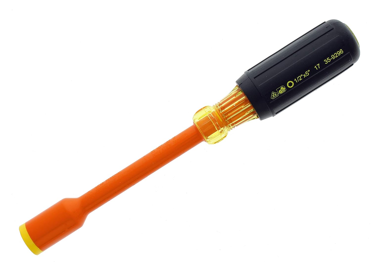 IDEAL Electrical 35-9104 Juego de destornilladores de tuercas aislantes 7 piezas naranja, destornilladores de eje de 4 pulgadas con asas de agarre