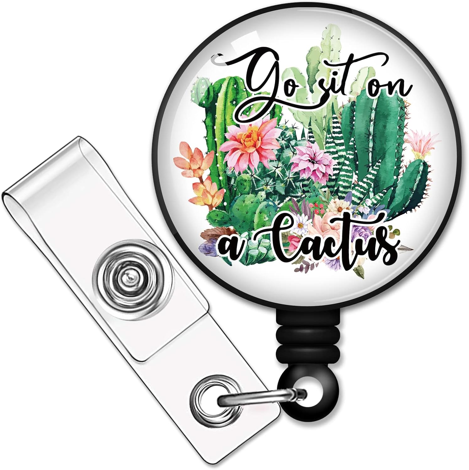 RZHV Carrete retráctil para tarjetas de identificación con clip de cocodrilo, divertido soporte para tarjetas de identificación de cactus sarcasmo,