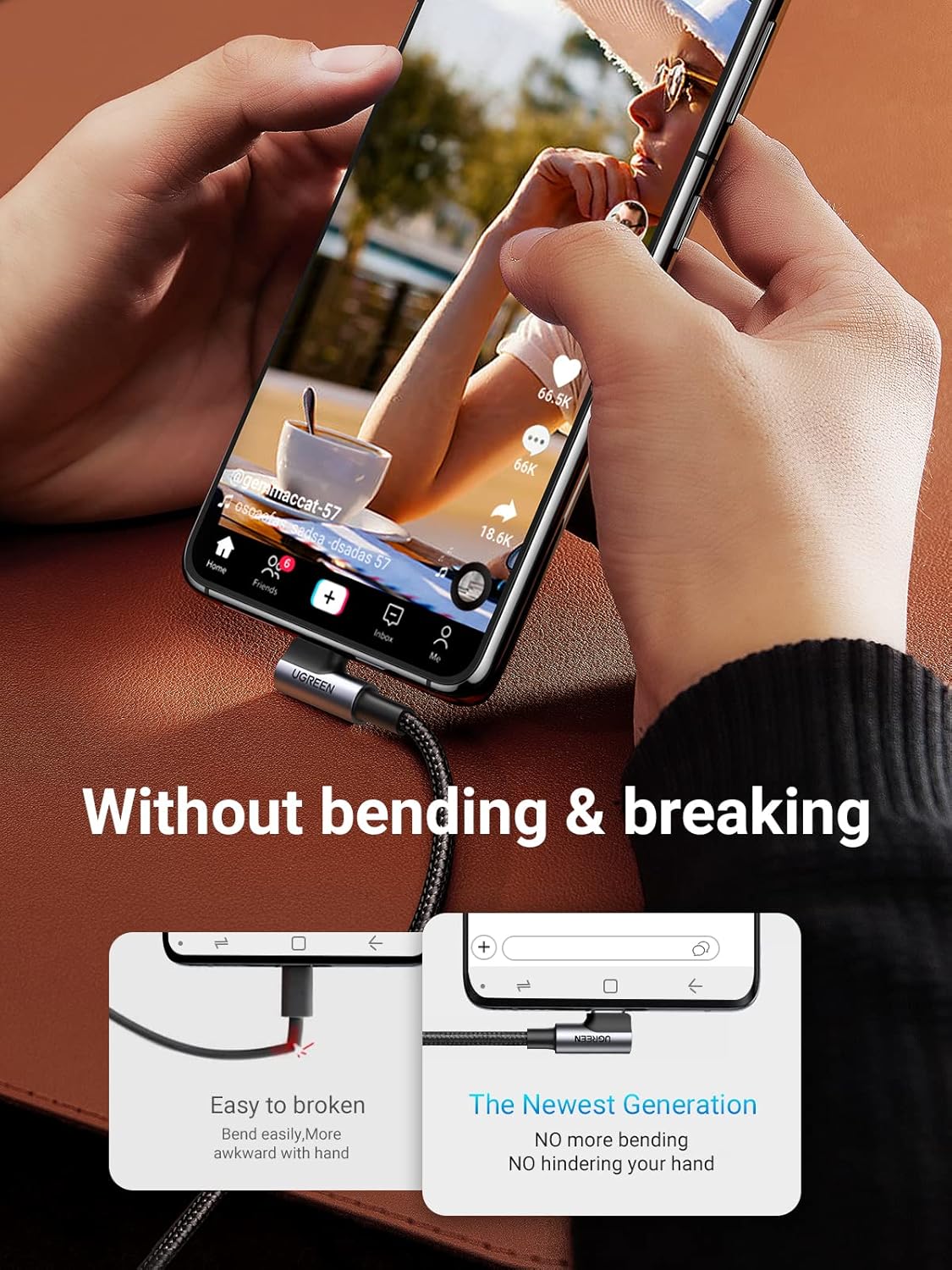 UGREEN Cable USB C en ángulo recto USB A a tipo C compatible con iPhone 1515 Plus15 Pro15 Pro MaxGalaxy S10S10+ Note 20LG V50V60iPad Mini 6 Air