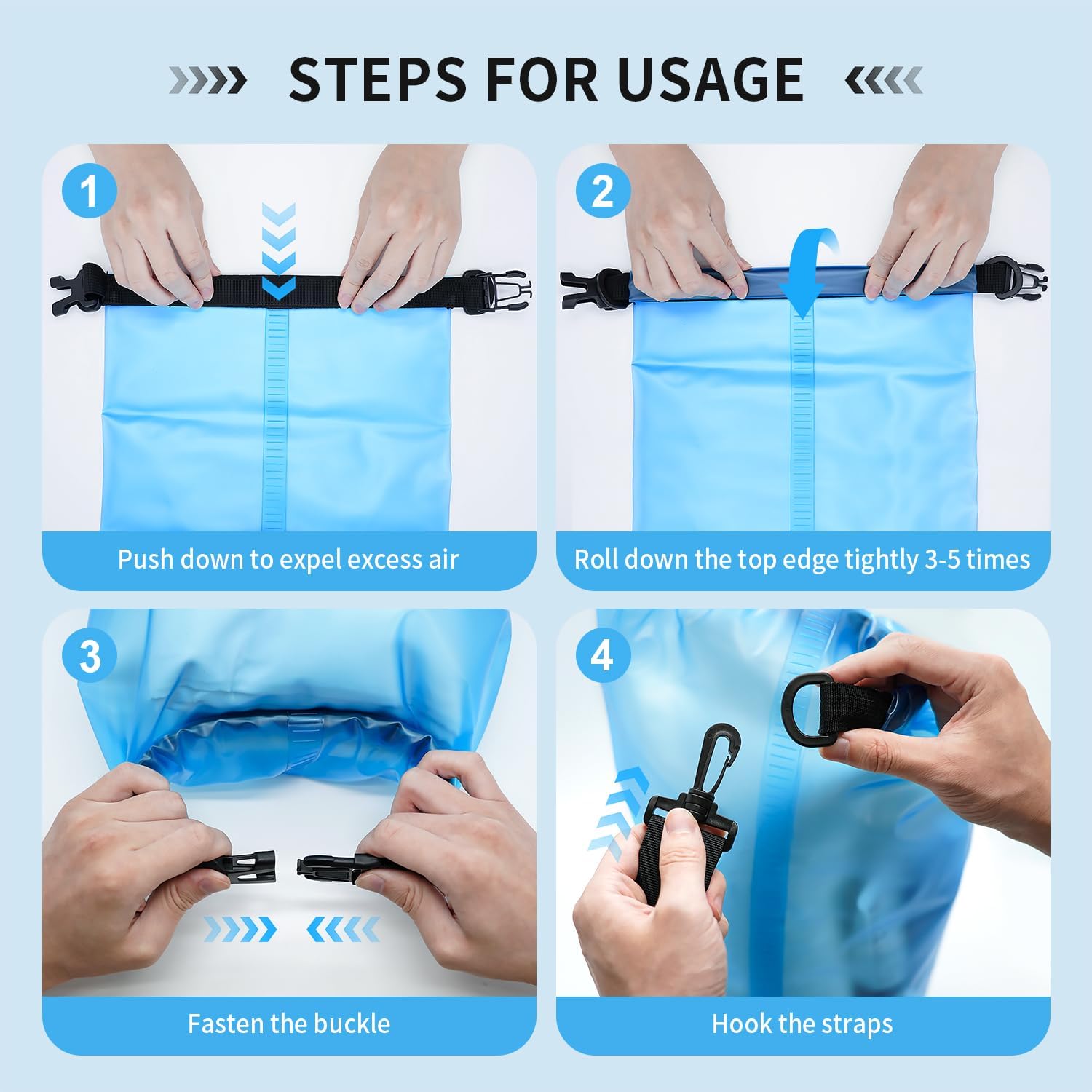 Bolsa seca impermeable para mujeres y hombres, bolsa de almacenamiento ligera y seca de 10 L15 L, saco flotante con funda impermeable para teléfono,