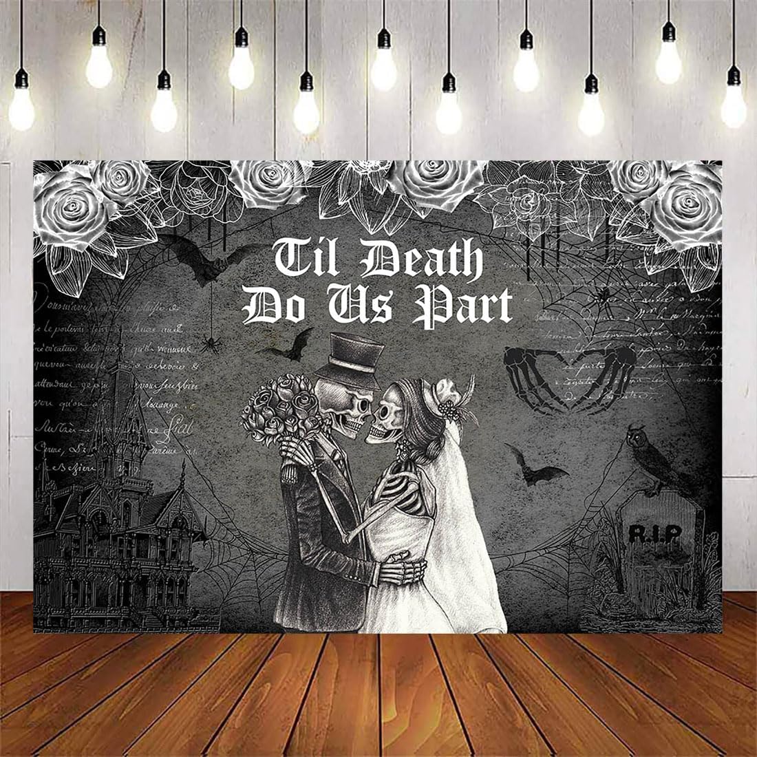 Avezano Till Death Do Us Part – Telón de fondo de corazón, novia, novio, Halloween, despedida de soltera, fiesta, decoración de Halloween, fiesta de