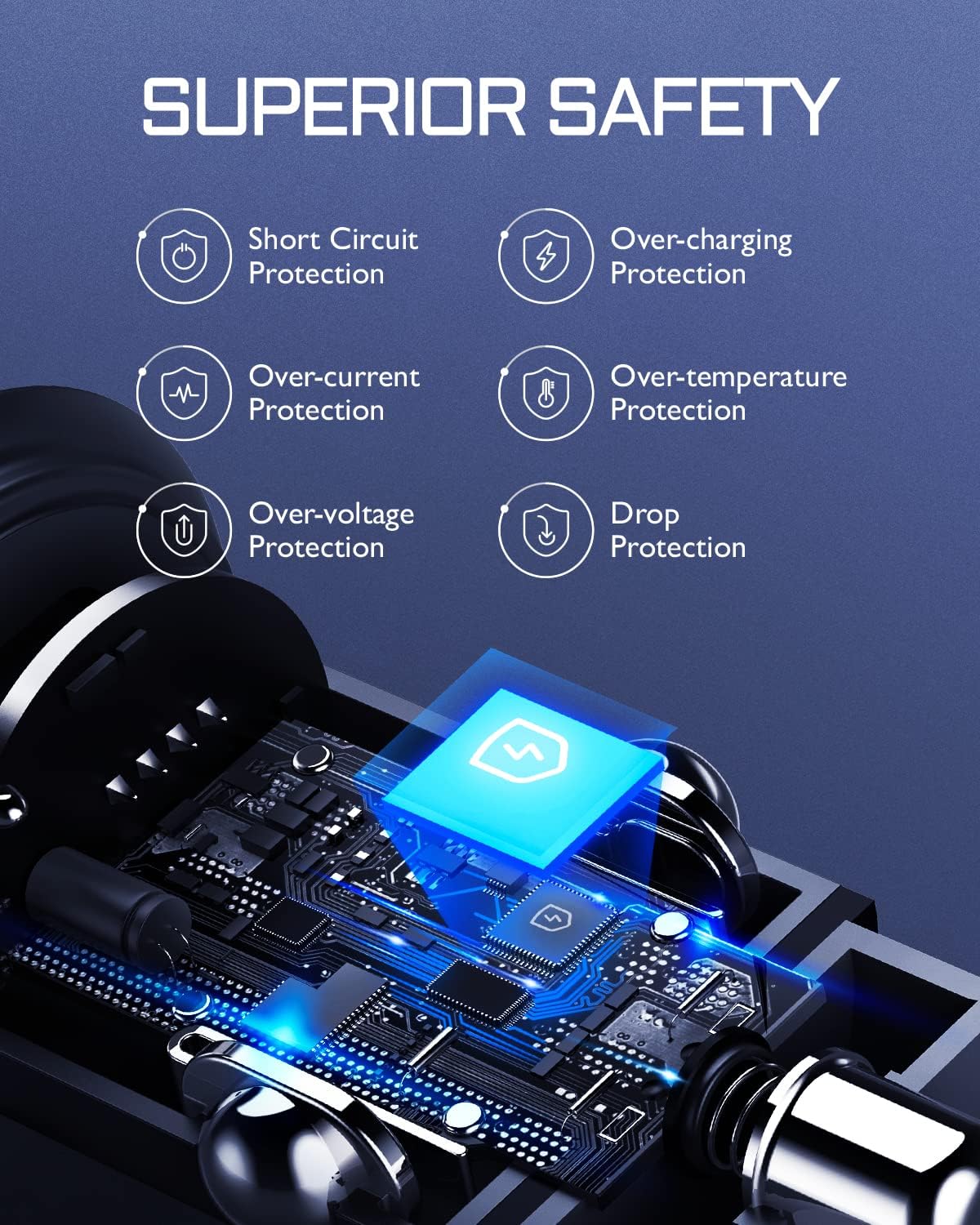 Cargador de coche USB C, Aergiatech 40W PD 3.0, adaptador de cargador rápido de coche de doble puerto, cargador de coche tipo C de metal compatible