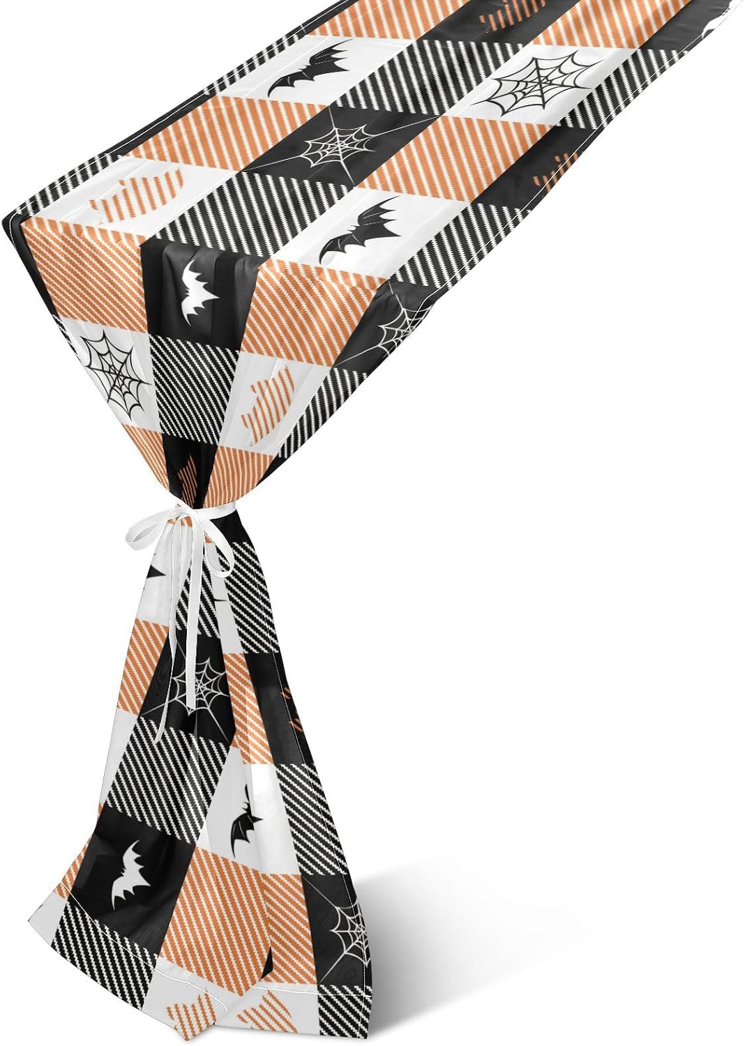 Black Yellow Halloween Plaid Table Runner Fall Kitchen Decor for Kitchen Decorations Halloween Decor 108 Inches Long