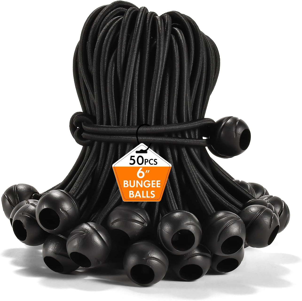Paquete de 50 cuerdas elásticas de lona con bolas, cuerdas elásticas resistentes a los rayos UV, para interiores y exteriores, campamento, tiendas