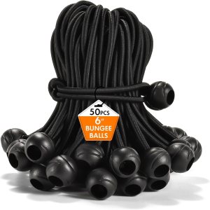 Paquete de 50 cuerdas elásticas de lona con bolas, cuerdas elásticas resistentes a los rayos UV, para interiores y exteriores, campamento, tiendas Paquete de 50 cuerdas elásticas de lona con bolas, cuerdas elásticas resistentes a los rayos UV, para interiores y exteriores, campamento, tiendas