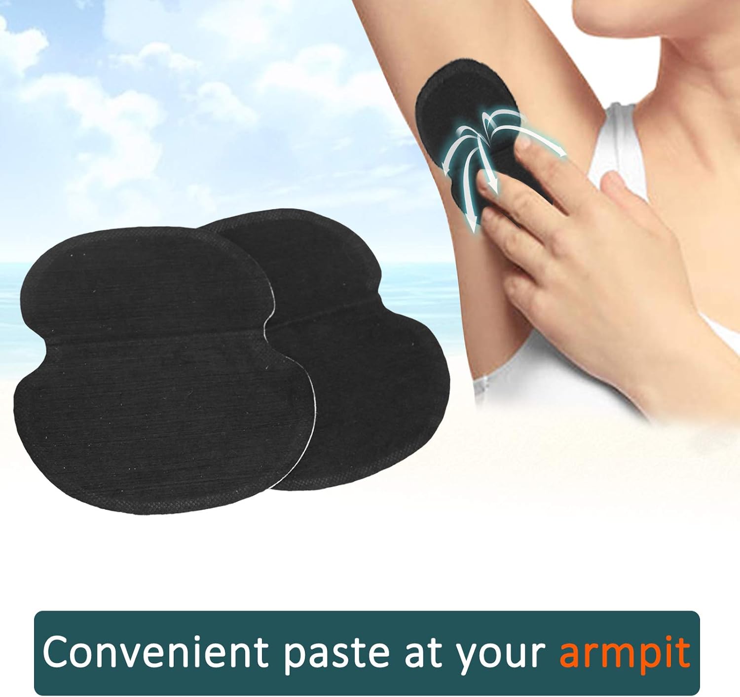 60 almohadillas negras para sudar axilas, almohadillas portátiles que absorben el sudor, cómodas e insípidas, invisibles, sudorosas y pegajosas
