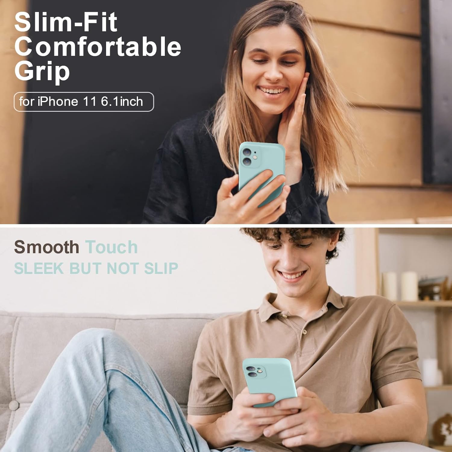 Vooii Compatible con iPhone 11, silicona líquida mejorada con bordes cuadrados, protección de la cámara, forro de microfibra antiarañazos suave,