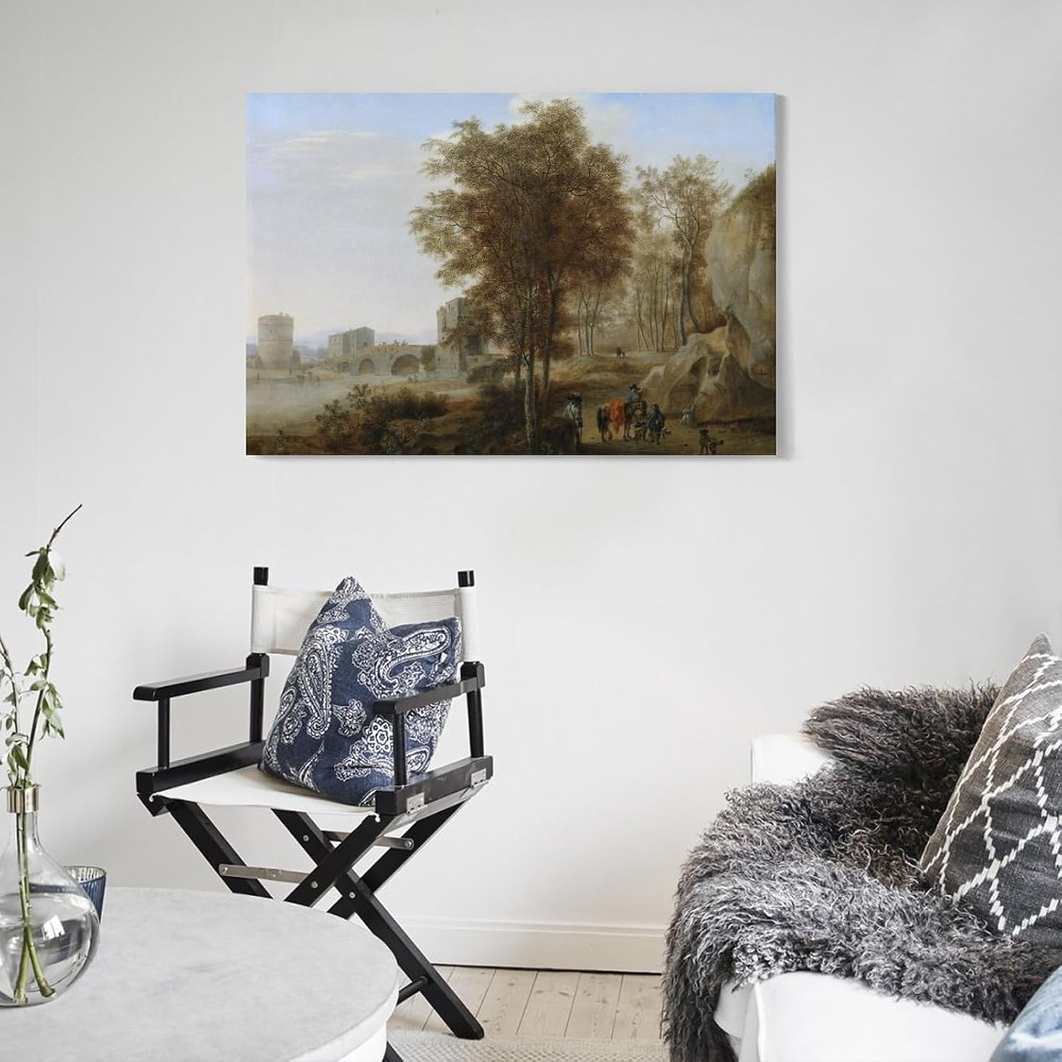 Viajeros en el Ponte Lucano sobre el Anio en Tivoli – Póster para pared, póster impreso en lienzo para decoración de dormitorio, sala de estar, 08 x