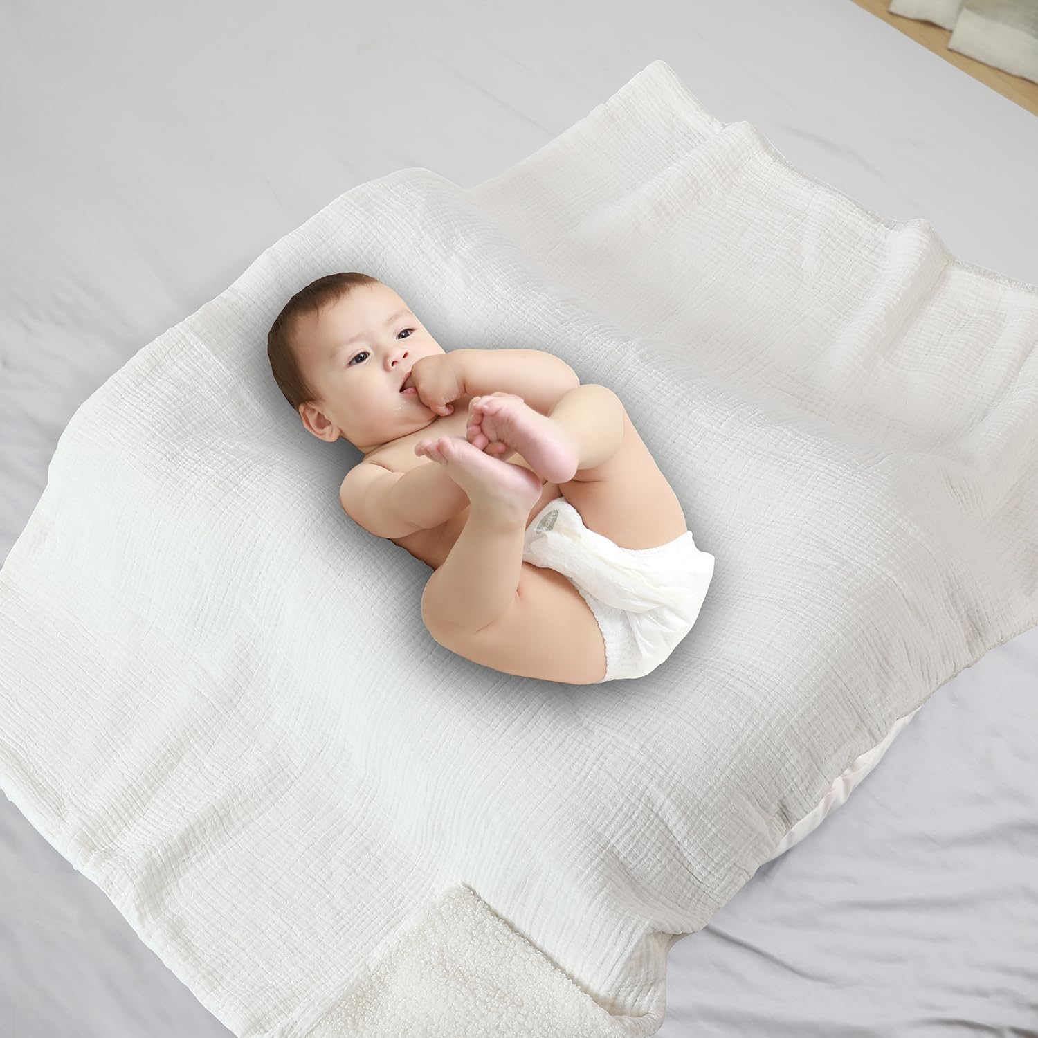 Boucle – Manta de bebé, mantas neutras y acogedoras para niños y niñas, mantas de muselina bohemia de algodón y boucle para guardería, mantas de