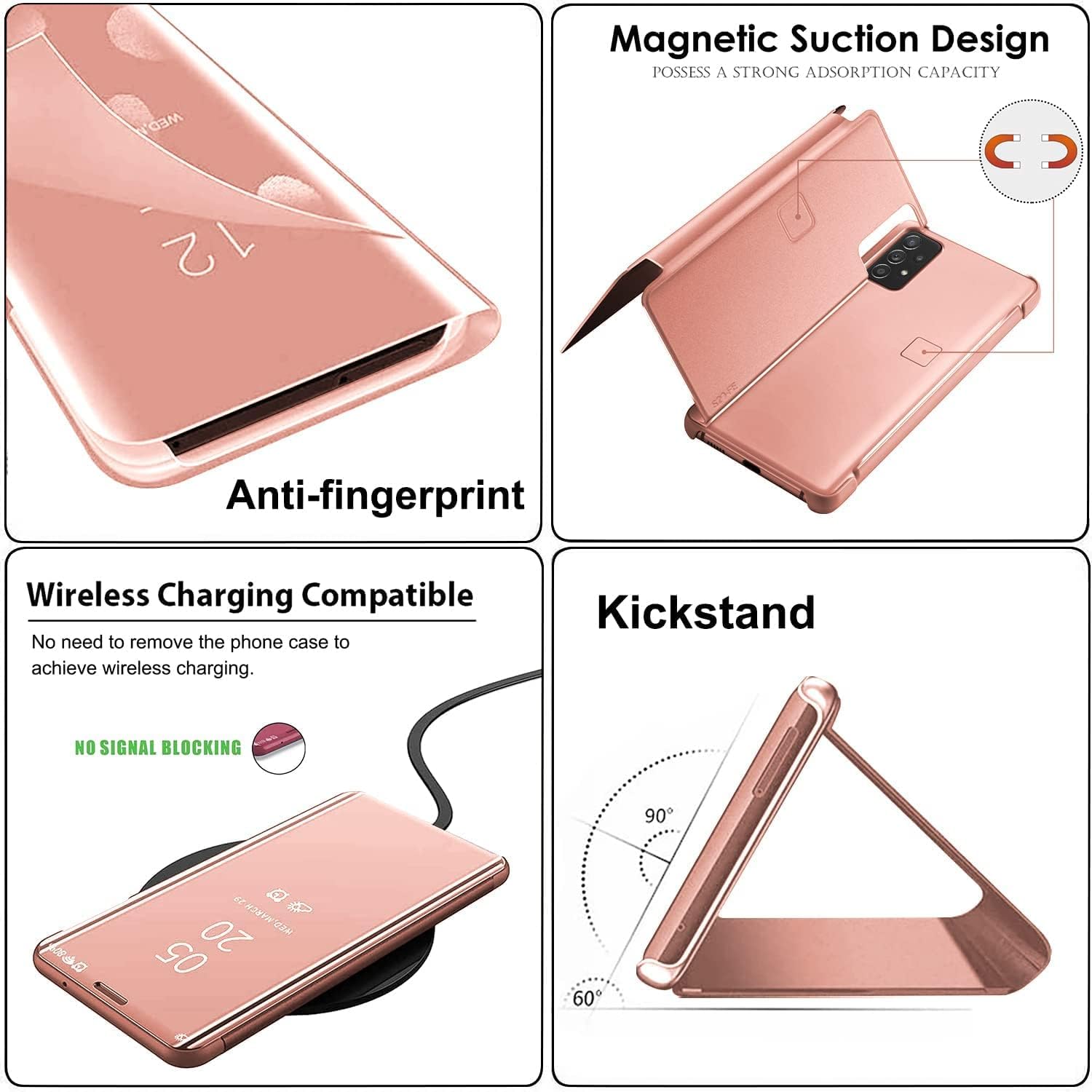 Funda para Samsung Galaxy A13 5G – Funda de piel con soporte, espejo S-View, protección a prueba de golpes y antiarañazos