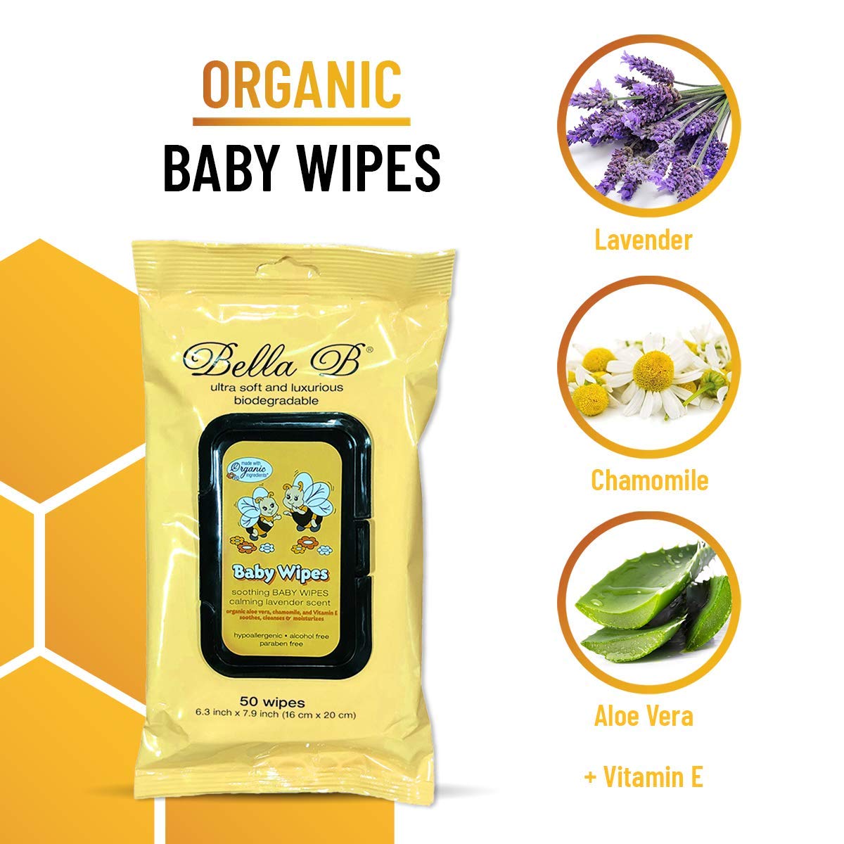 BELLA B – Paquete de 3 toallitas para pañales para bebé, toallitas naturales para bebés, toallitas orgánicas para bebés, toallitas de limpieza para