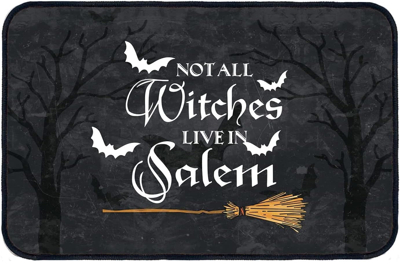 Tapete de Halloween para puerta de exterior e interior, tapete de bienvenida con texto en inglés “Not All Witch Live in Salem”, tapete divertido