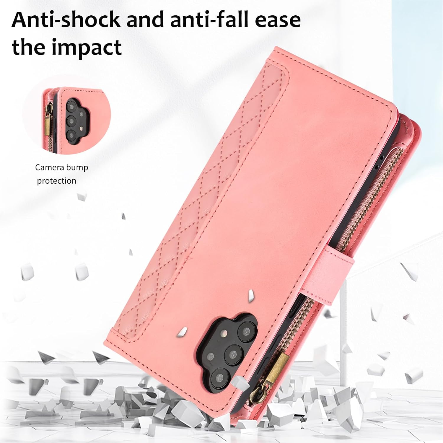 Asuwish Funda de teléfono para Samsung Galaxy A32 5G 2021 de 6.5 pulgadas con protector de pantalla de vidrio templado y correa para la muñeca con