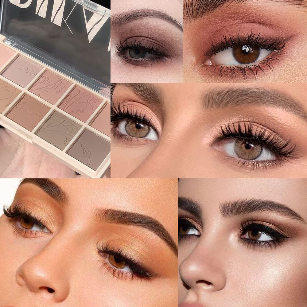 Paleta de sombras de ojos Naked Matte de 10 colores, color desnudo, gris pardo, marrón mate, tonos neutros para viajes, paleta de sombra de ojos