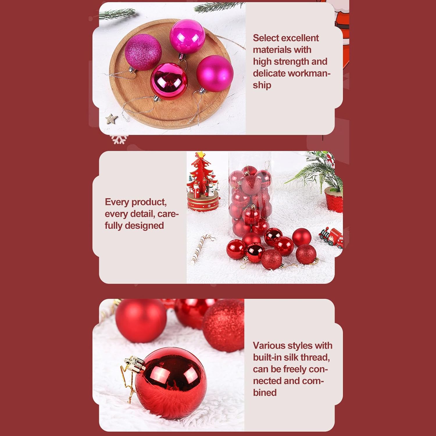 24 bolas decorativas de Navidad para árbol de Navidad, adornos de bolas inastillables de Navidad, bolas colgantes de Navidad para decoración de