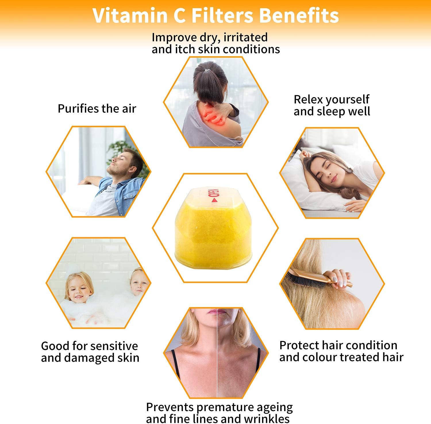 Juego de 4 filtros de repuesto para bálsamo de limón para cabezal de ducha con filtro de vitamina C, elimina el cloro, la cloramina y el fluoruro,