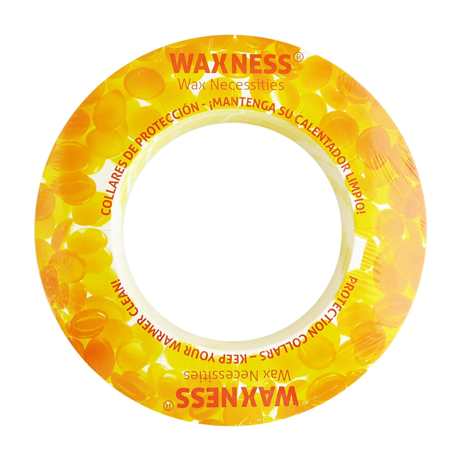 Paquete de 50 collares de protección de cera Waxness, color amarillo, se adapta a la mayoría de marcas de lata de 14 onzas