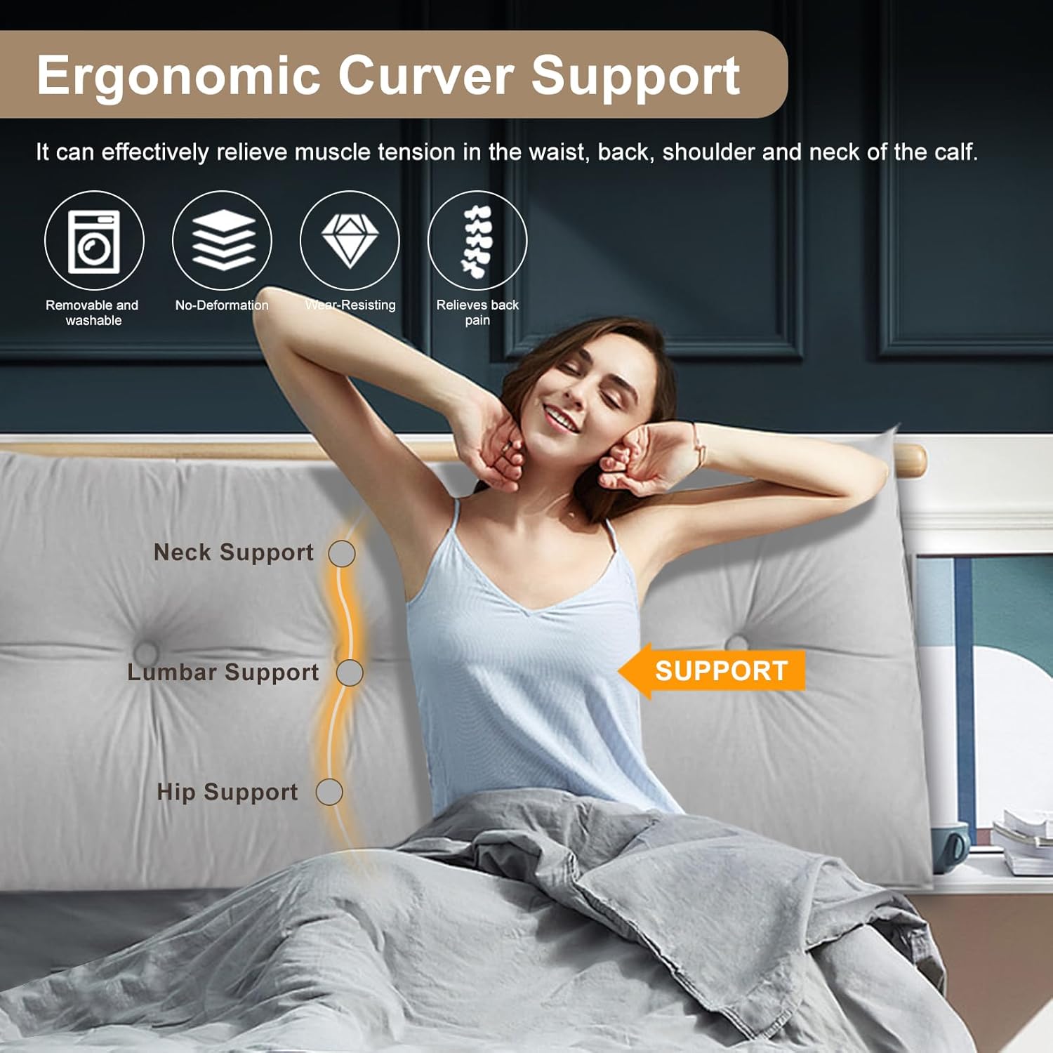 WUIOYNF Almohadas triangulares grandes para cabecero, respaldo largo, cojín de apoyo de posicionamiento para sofá cama, almohada de felpa esponjosa