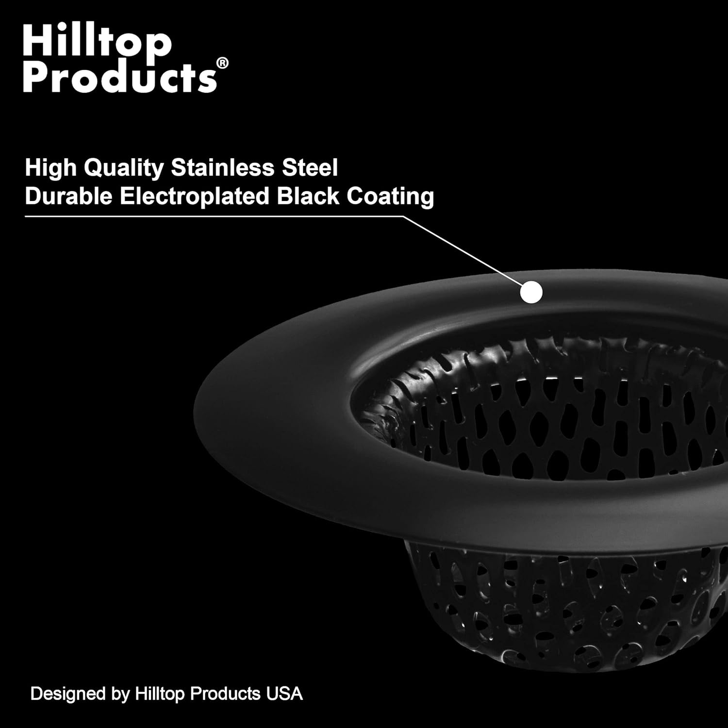 Paquete de 2  Cesta superior de 2.25 pulgadas  1 pulgada  Colador negro para fregadero de baño, utilidad, pendiente, lavandería, RV y lavabo,