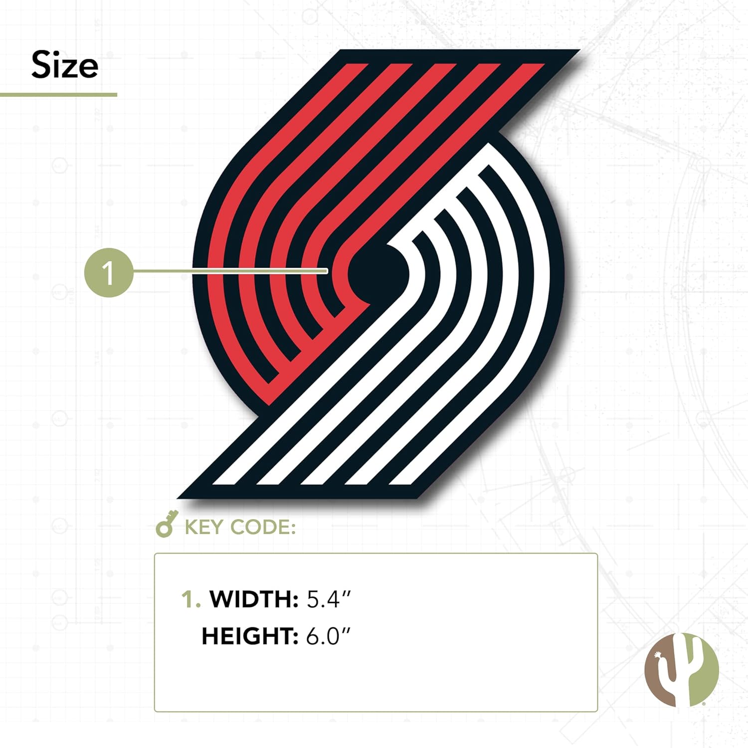Desert Cactus Portland Trailblazers NBA – Calcomanía de vinilo con licencia oficial de la NBA, botella de agua para laptop, álbum de recortes de