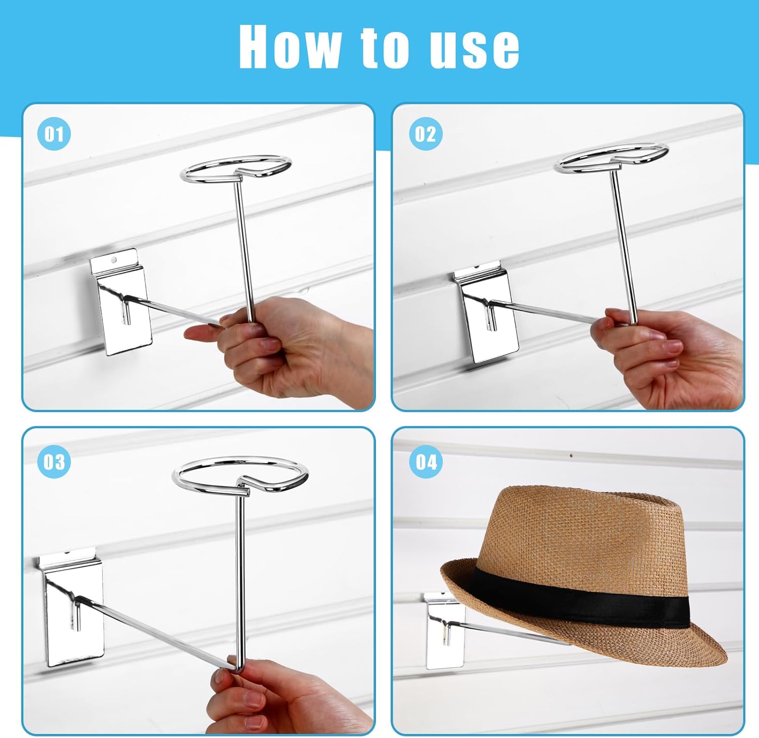 6 ganchos de exhibición de sombreros, accesorios de pared de listones para sombrero, accesorios de pared de listones para el hogar, estantes de
