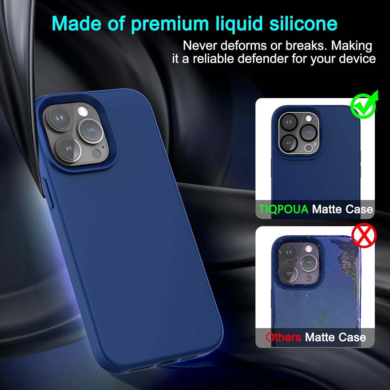 TIQPOUA Funda de silicona líquida para Apple iPhone 14 Pro Max, accesorios a prueba de golpes, delgada, suave, adecuada para Magsafe, con 2
