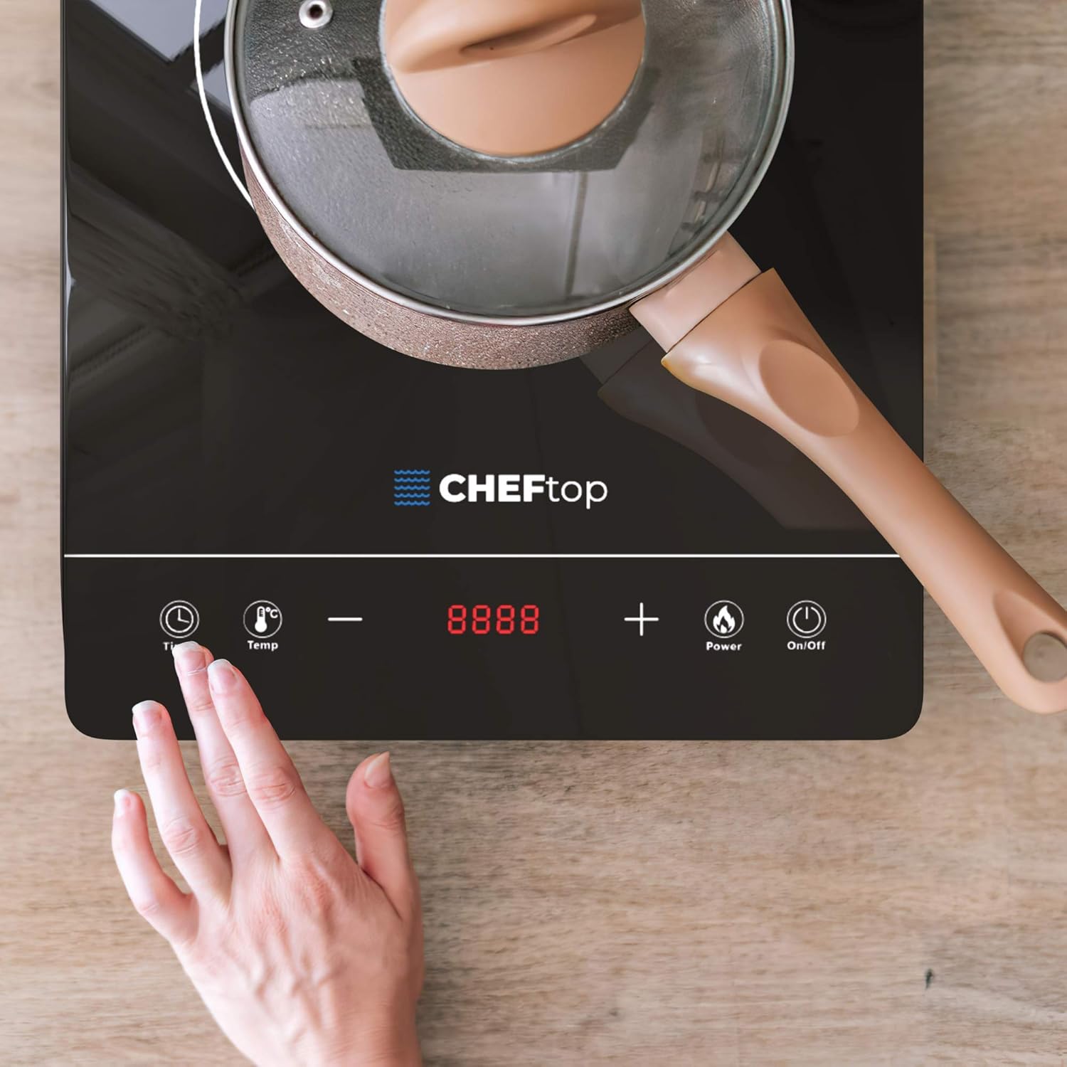 Cheftop – Quemadores de inducción portátiles de inducción de 120 V, parte superior de cerámica digital con bloqueo de seguridad para niños, 1800
