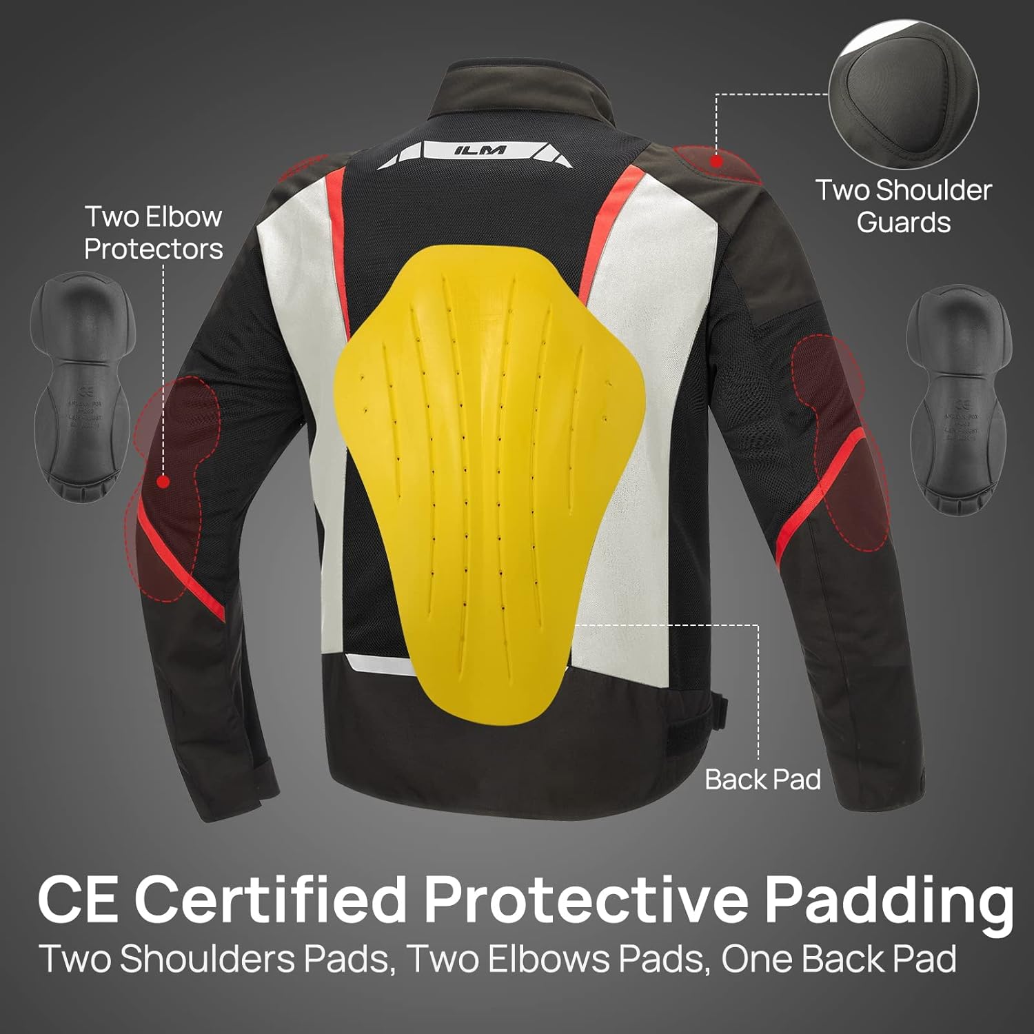 ILM Chaqueta de motocicleta para hombres Powersports Chaquetas protectoras de malla textil equitación motocicleta CE chaquetas blindadas modelo-J02