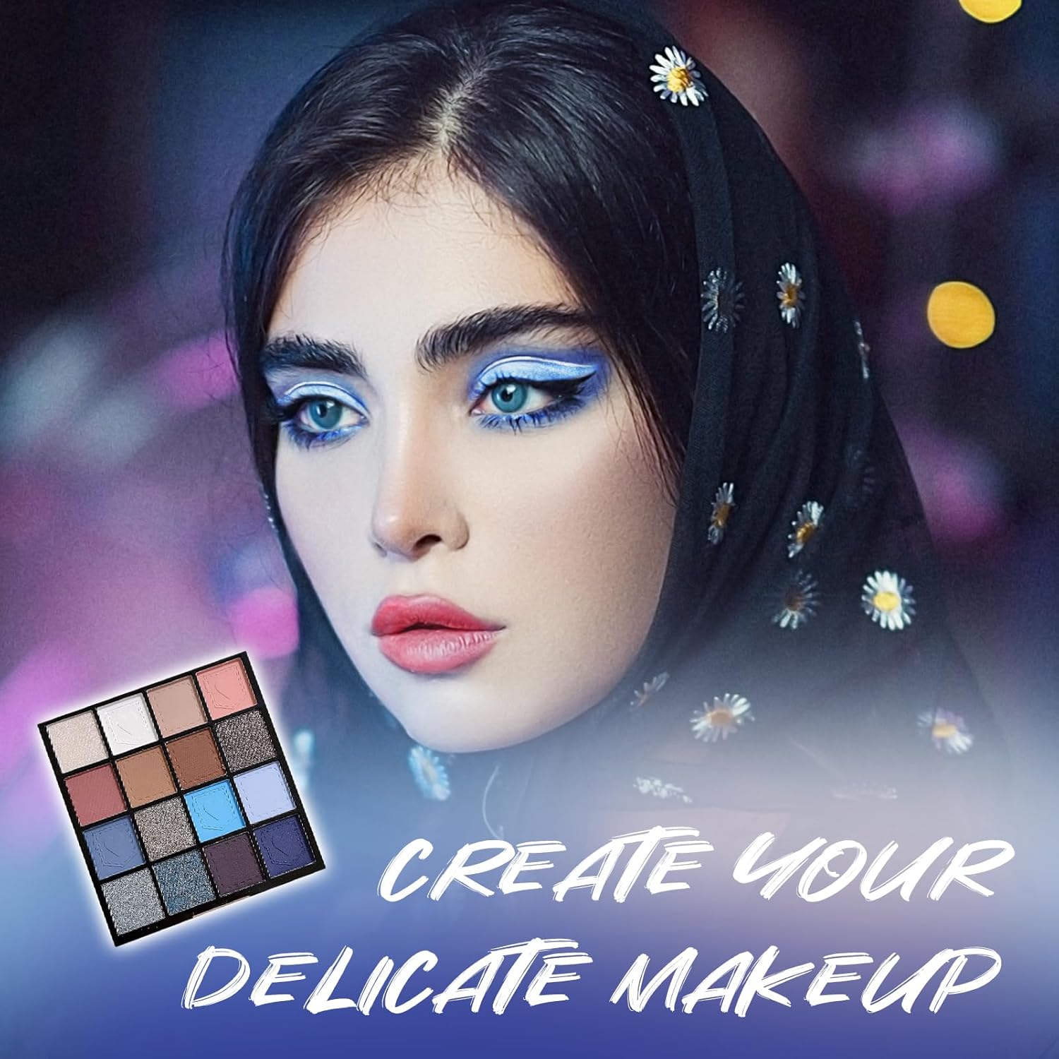 YBUETE Paleta de sombra de ojos de 16 colores  Sombra de ojos mate y brillante, sombra de ojos de alta pigmentación impermeable de larga duración,