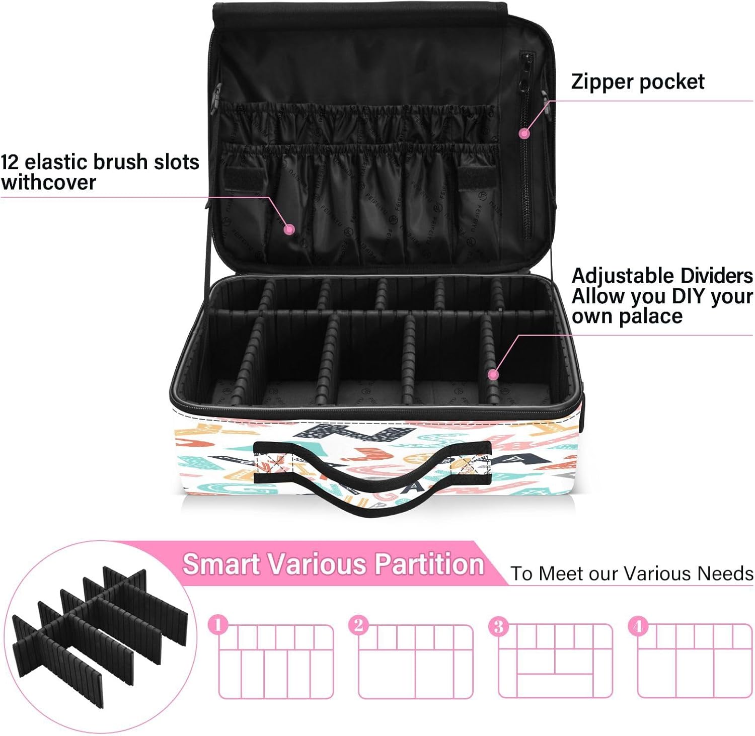 Alfabeto de estilo escandinavo maquillaje de viaje cosmético bolsa de maquillaje bolsa de maquillaje de viaje bolsas de maquillaje para mujeres