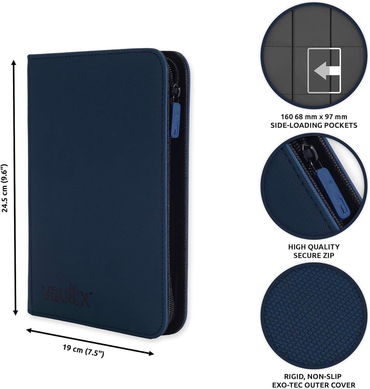 Vault X Premium eXo-Tec – Carpeta con cremallera para archivar y organizar hasta 160 tarjetas de presentación o coleccionables – 20 páginas con 4