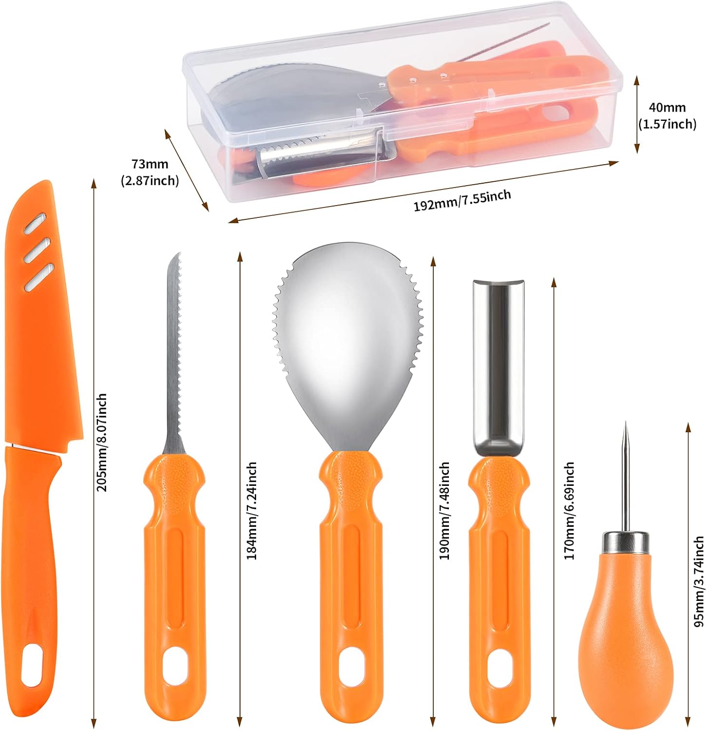 kuaima Juego de herramientas para tallar calabazas de Halloween, kit de tallado de calabaza, cuchillo profesional de acero inoxidable, herramientas