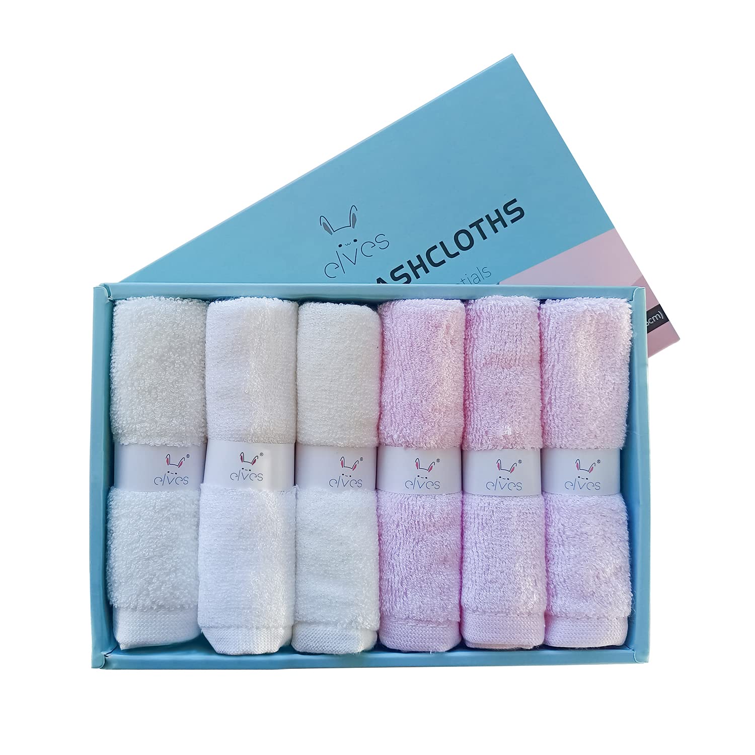 elves Juego de 6 paños de bambú de lujo para bebé, paños de lavado ultrasuaves para cara y cuerpo, toalla pequeña para la cara del bebé niña,