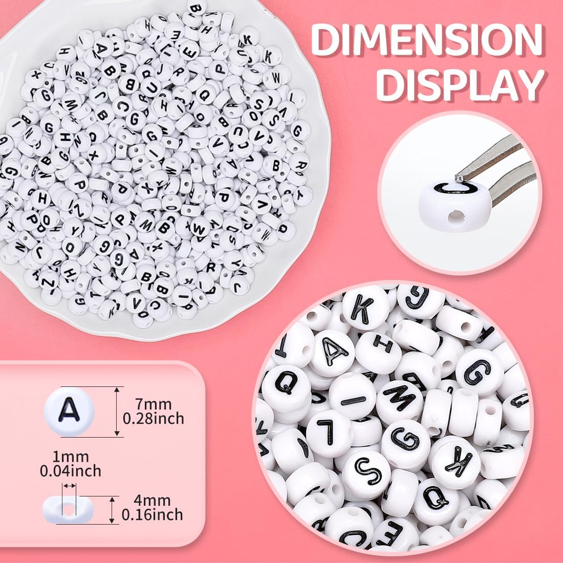 500 cuentas de letras A, cuentas de letras para hacer pulseras, cuentas del alfabeto, cuentas Kandi, cuentas de letras vocales redondas para hacer