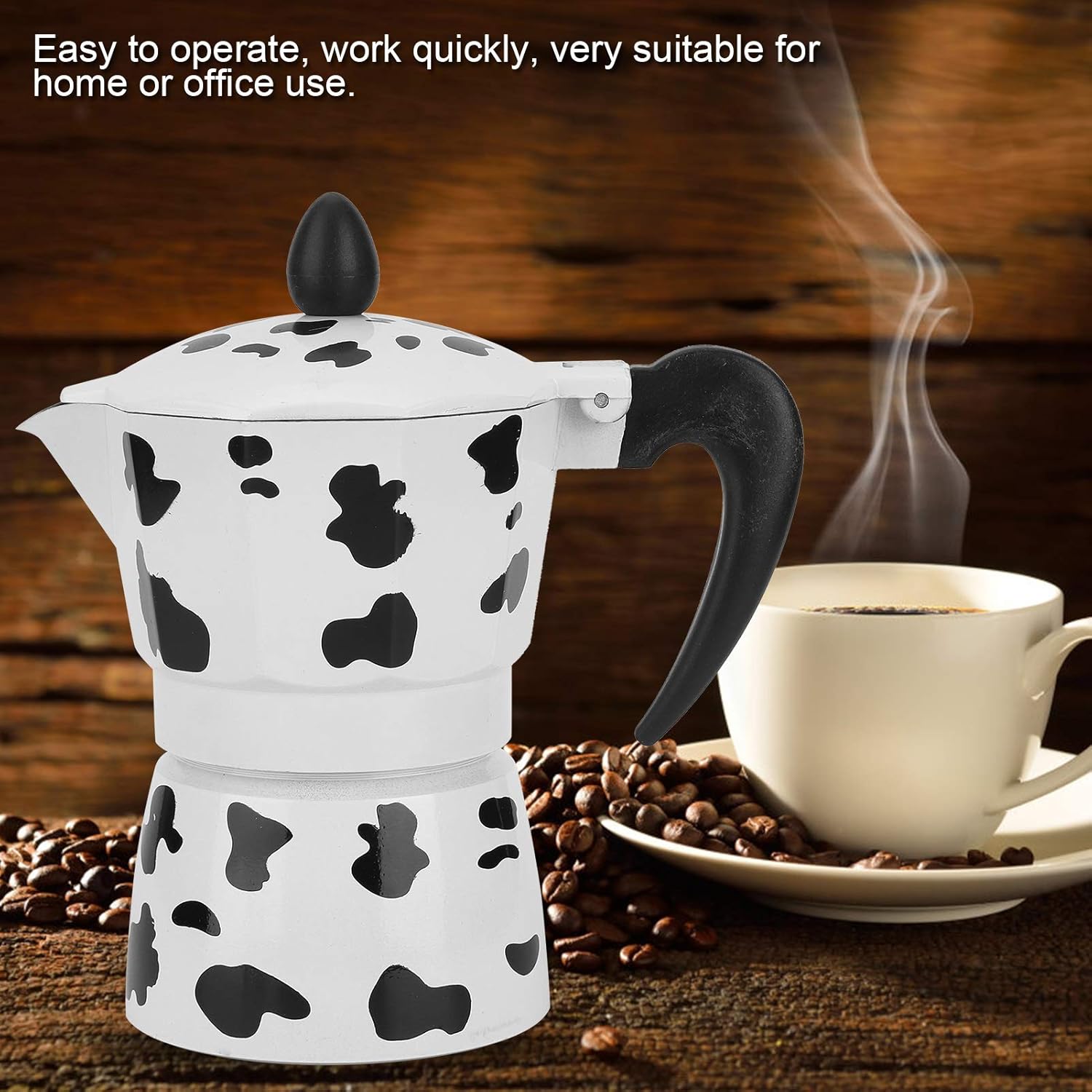 Cafetera para el hogar, hervidor concentrado a mano para verter moka color vaca con leche de aluminio color vaca para hervidor italiano hervir